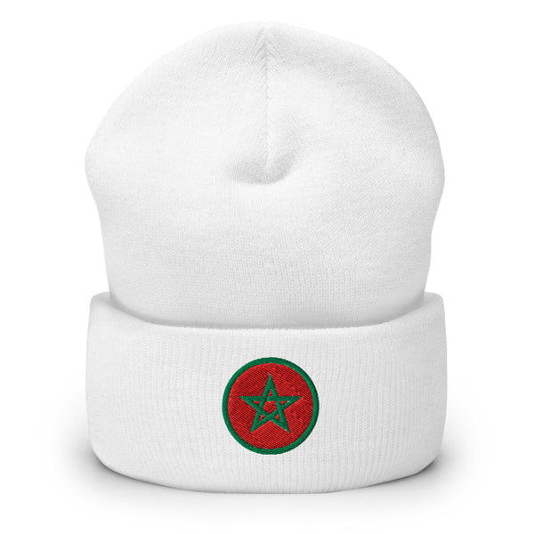 Bonnet Premium Maroc brodé Unisexe – Chaud & Confortable blanc