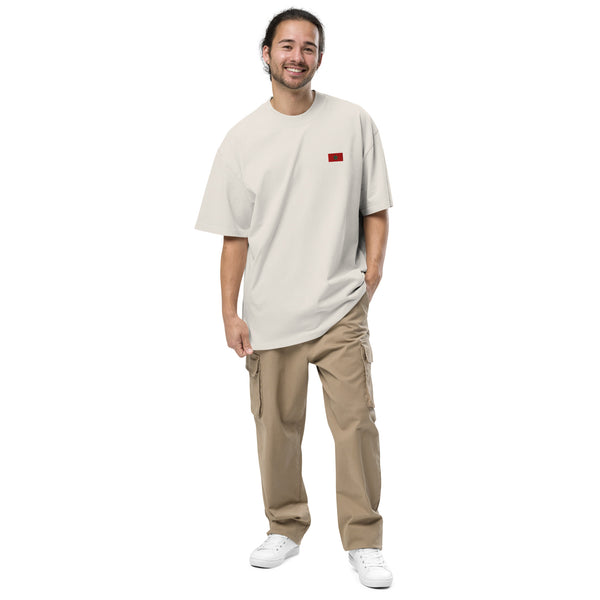 Oversized t-shirt premium Maroc brodé unisexe – Coton blanc