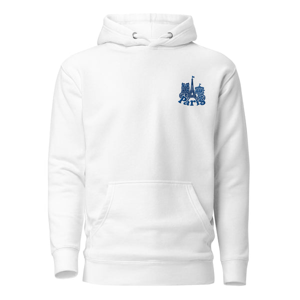 Sweat à capuche premium France brodé unisexe – Coton blanc