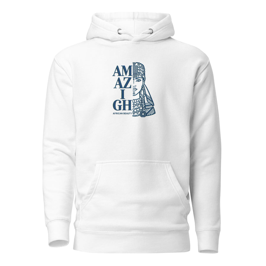 Sweat à Capuche femme signature AFRICAN AMAZIGH BEAUTY brodé — Product mockup