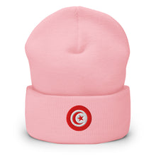 Unisex Embroidered Premium Tunisia Beanie – Warm & Comfortable rose bébé — vue de face