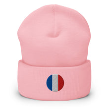 Unisex Premium Embroidered France Beanie – Warm & Comfortable rose bébé — vue de face