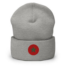 Unisex Premium Embroidered Morocco Beanie – Warm & Comfortable gris chiné — vue de face