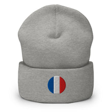 Unisex Premium Embroidered France Beanie – Warm & Comfortable gris chiné — vue de face