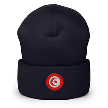 Unisex Embroidered Premium Tunisia Beanie – Warm & Comfortable bleu marine — vue de face