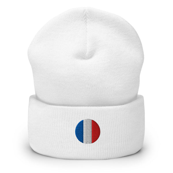 Bonnet Premium France brodé Unisexe – Chaud & Confortable blanc