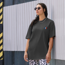 Oversized t-shirt premium France brodé unisexe – Coton noir — vue de face