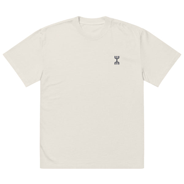 Oversized t-shirt premium Berbère brodé unisexe – Coton blanc