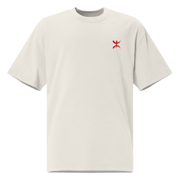 Oversized unisex premium embroidered Berber t-shirt – Cotton blanc