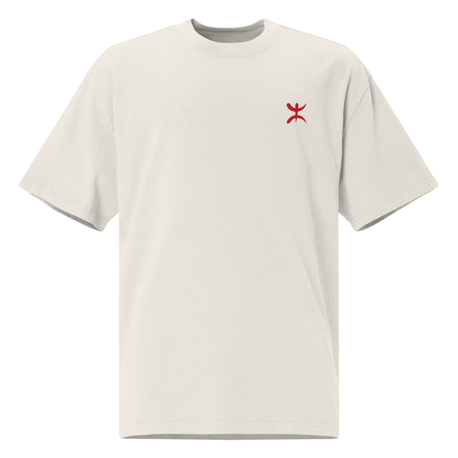 Oversized unisex premium embroidered Berber t-shirt – Cotton — Product mockup