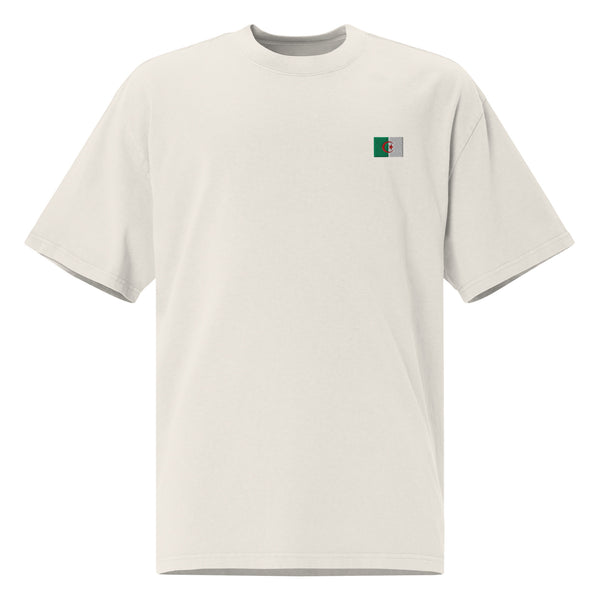 Oversized Premium Algeria Embroidered Unisex T-shirt – Cotton blanc
