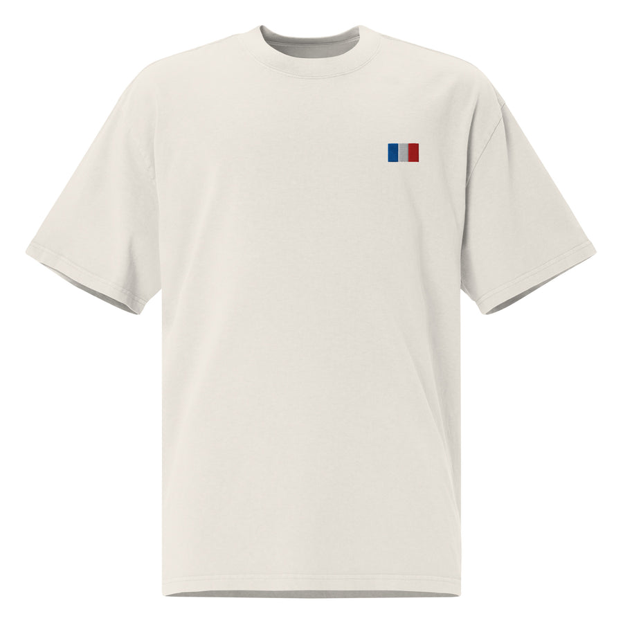 Oversized t-shirt premium France brodé unisexe – Coton — Product mockup