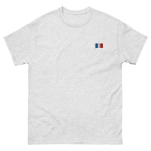 T-shirt classique unisexe drapeau brodé France – Rectangulaire gris cendré — vue de face