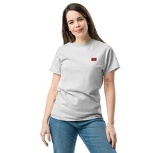 T-shirt classique unisexe drapeau brodé Maroc – Rectangulaire gris cendré — vue de face
