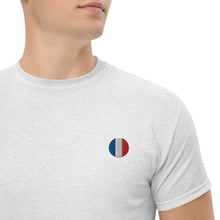 T-shirt classique unisexe drapeau brodé France – Rond gris cendré