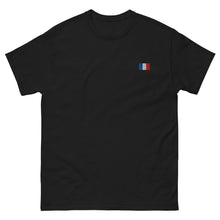 T-shirt classique unisexe drapeau brodé France – Rectangulaire noir — vue de face