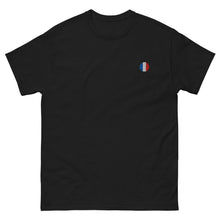 T-shirt classique unisexe drapeau brodé France – Rond noir — vue de face