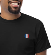 T-shirt classique unisexe drapeau brodé France – Rond noir