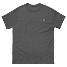 T-shirt classique unisexe drapeau brodé France – Rectangulaire gris chiné foncé — vue de face
