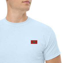 T-shirt classique unisexe drapeau brodé Maroc – Rectangulaire bleu clair