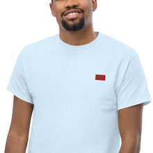 T-shirt classique unisexe drapeau brodé Maroc – Rectangulaire bleu clair