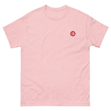 T-shirt classique unisexe drapeau brodé Tunisie – Rond rose clair — vue de face