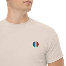 T-shirt classique unisexe drapeau brodé France – Rond naturel