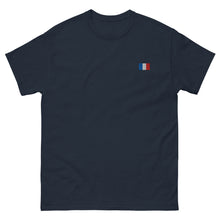 T-shirt classique unisexe drapeau brodé France – Rectangulaire bleu marine — vue de face