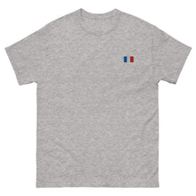 T-shirt classique unisexe drapeau brodé France – Rectangulaire gris sport — vue de face