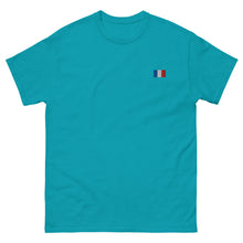 T-shirt classique unisexe drapeau brodé France – Rectangulaire — vue de face