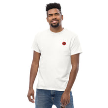 T-shirt classique unisexe drapeau brodé Maroc – Rond blanc — vue de face