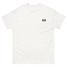 T-shirt classique unisexe drapeau brodé France – Rectangulaire blanc — vue de face