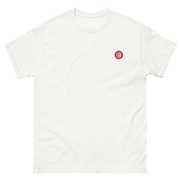 T-shirt classique unisexe drapeau brodé Tunisie – Rond blanc