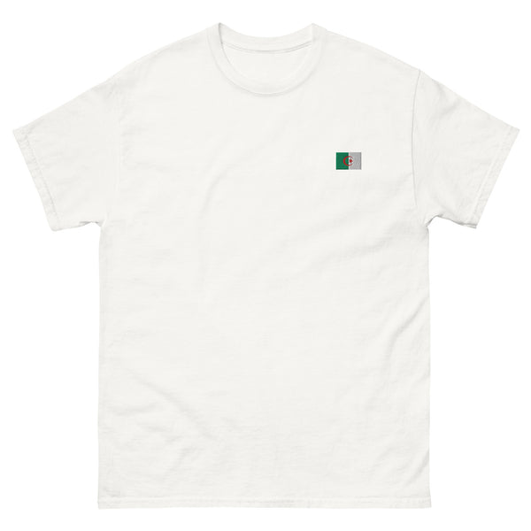 T-shirt classique unisexe drapeau brodé Algérie – Rectangulaire blanc