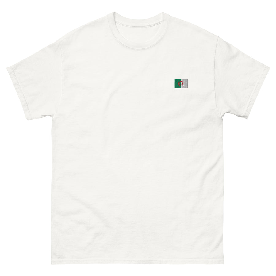 T-shirt classique unisexe drapeau brodé Algérie – Rectangulaire — Product mockup
