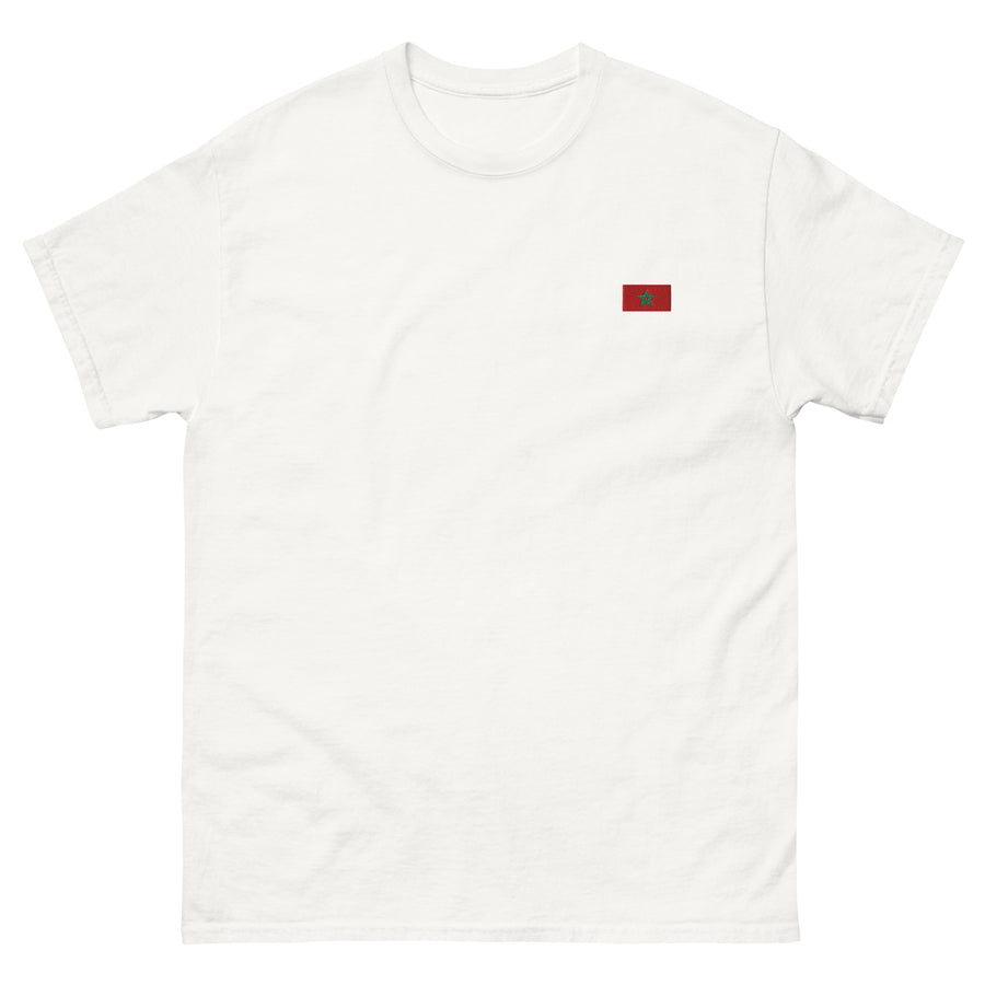 T-shirt classique unisexe drapeau brodé Maroc – Rectangulaire — Product mockup