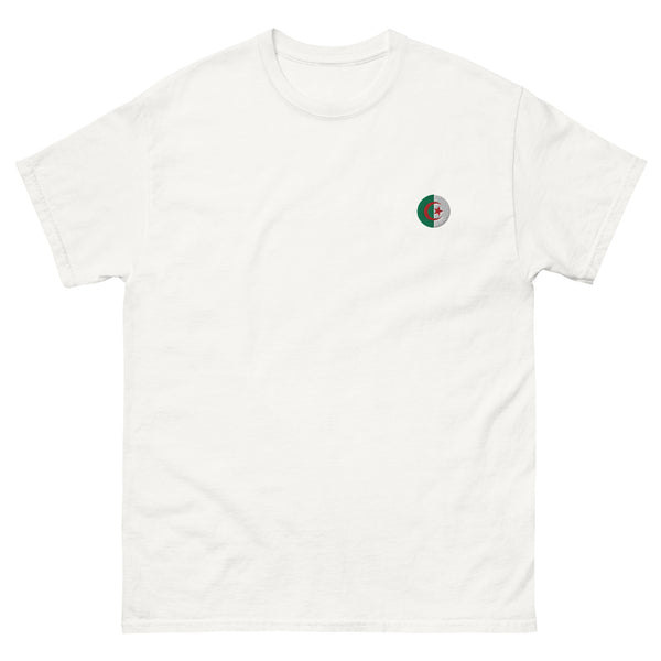 T-shirt classique unisexe drapeau brodé Algérie – Rond blanc