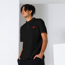Polo piqué unisexe drapeau brodé Maroc – Rectangulaire noir — vue de face