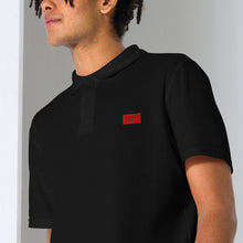 Polo piqué unisexe drapeau brodé Maroc – Rectangulaire noir