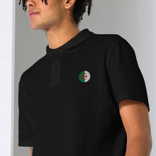 Polo piqué unisexe drapeau brodé Algérie – Rond noir