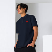 Polo piqué unisexe drapeau brodé Maroc – Rectangulaire bleu marine — vue de face