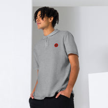 Polo piqué unisexe drapeau brodé Maroc – Rond gris sport — vue de face
