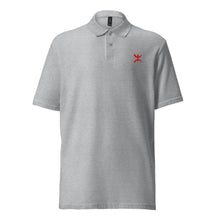 Polo piqué unisexe drapeau brodé Berbère gris sport — vue de face