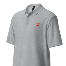 Polo piqué unisexe drapeau brodé Berbère gris sport — vue avant gauche