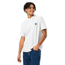 Polo piqué unisexe drapeau brodé Algérie – Rectangulaire blanc — vue de face