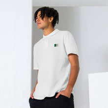 Polo piqué unisexe drapeau brodé Algérie – Rectangulaire blanc — vue de face