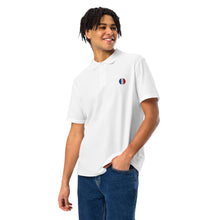 Polo piqué unisexe drapeau brodé France – Rond blanc — vue de face