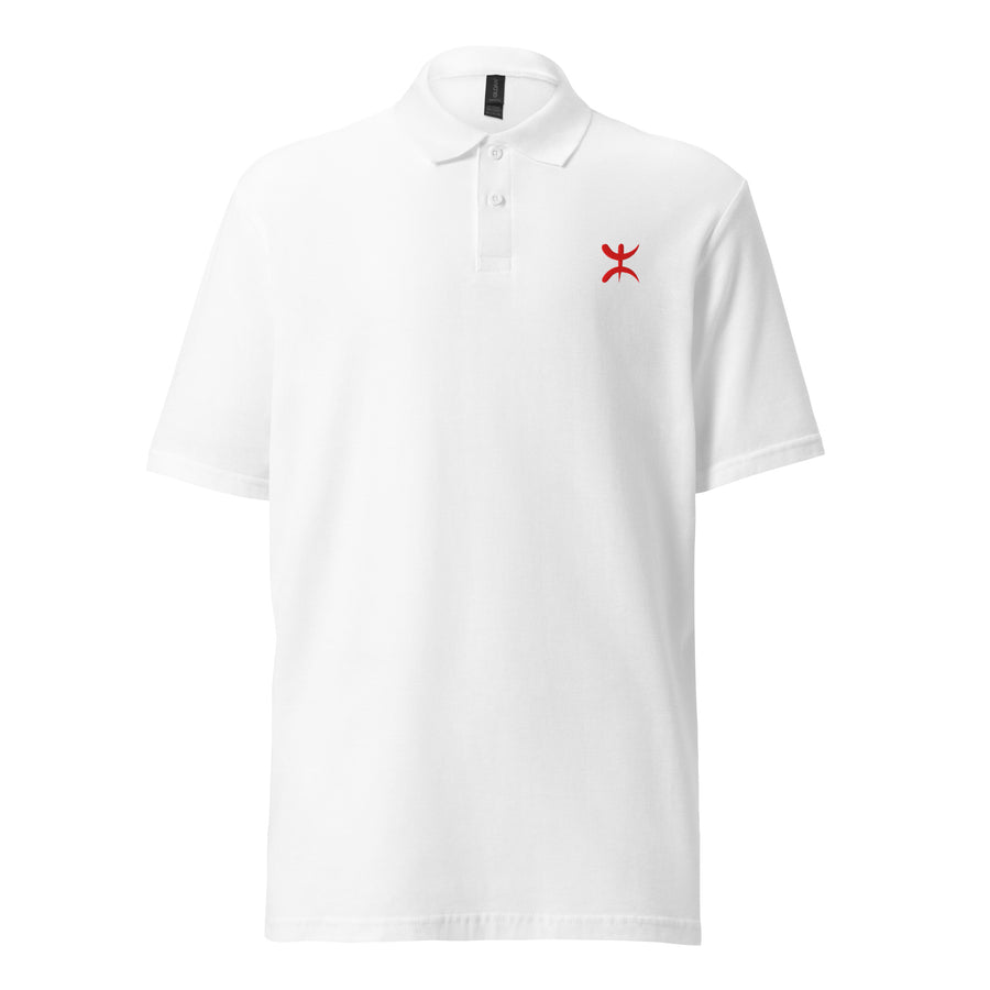 Polo piqué unisexe drapeau brodé Berbère — Product mockup