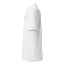Polo piqué unisexe drapeau brodé Berbère blanc