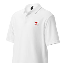 Polo piqué unisexe drapeau brodé Berbère blanc — vue avant gauche